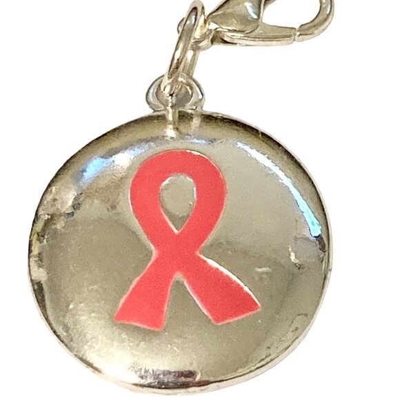 Pink Ribbon Clip On Charm For Bracelet Zipper Pull Bag Purse Charm Enamel Bow - Picture 2 of 6